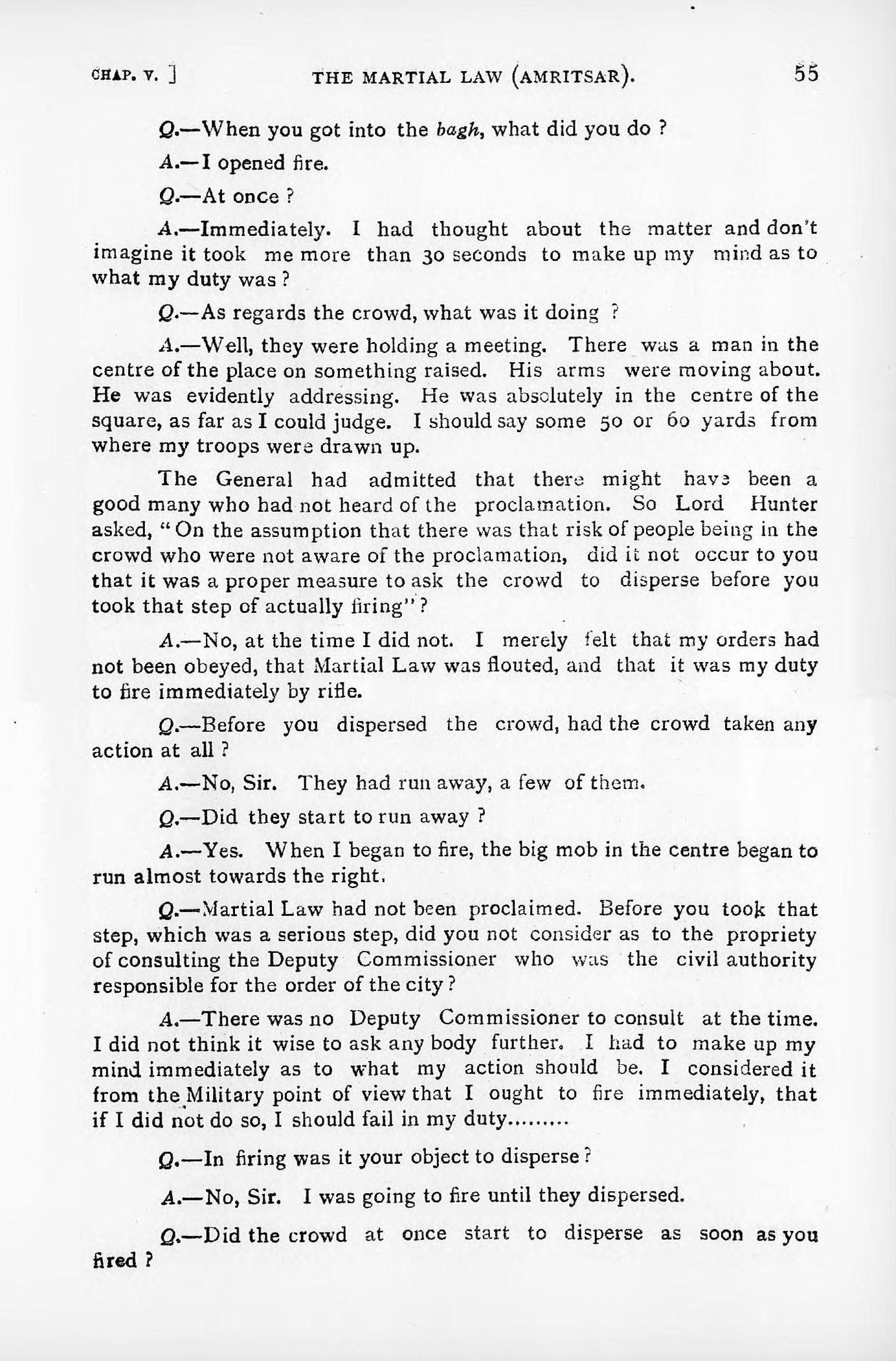 A page of typed text titled "The Martial Law (Amritsar)".