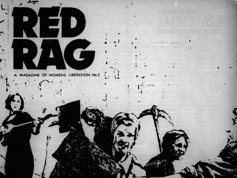 Cover of an edition of Red Rag, featuring illustrations of women doing manual labour.