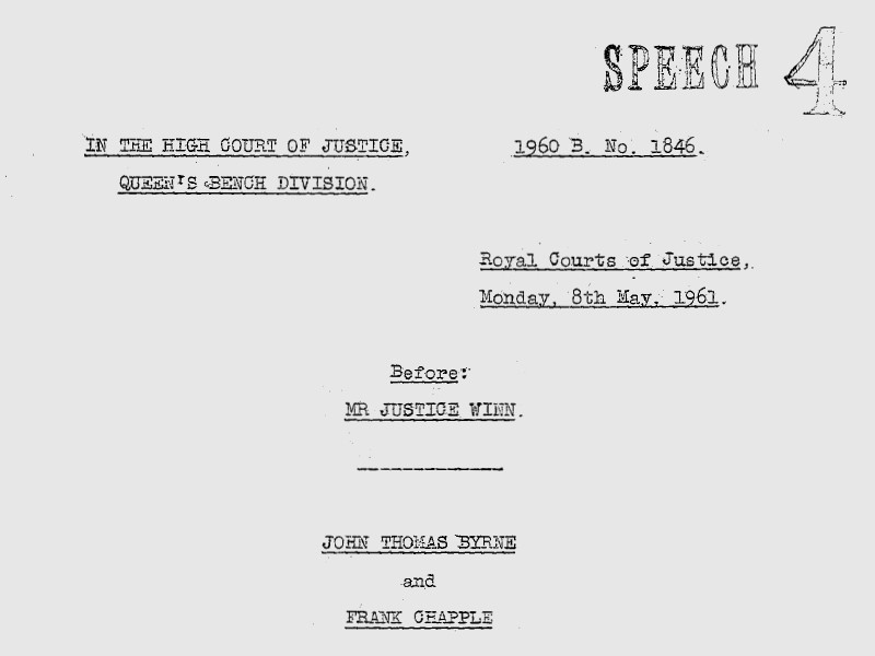Section of a document labelled Speech 4, dated 8 May 1961.