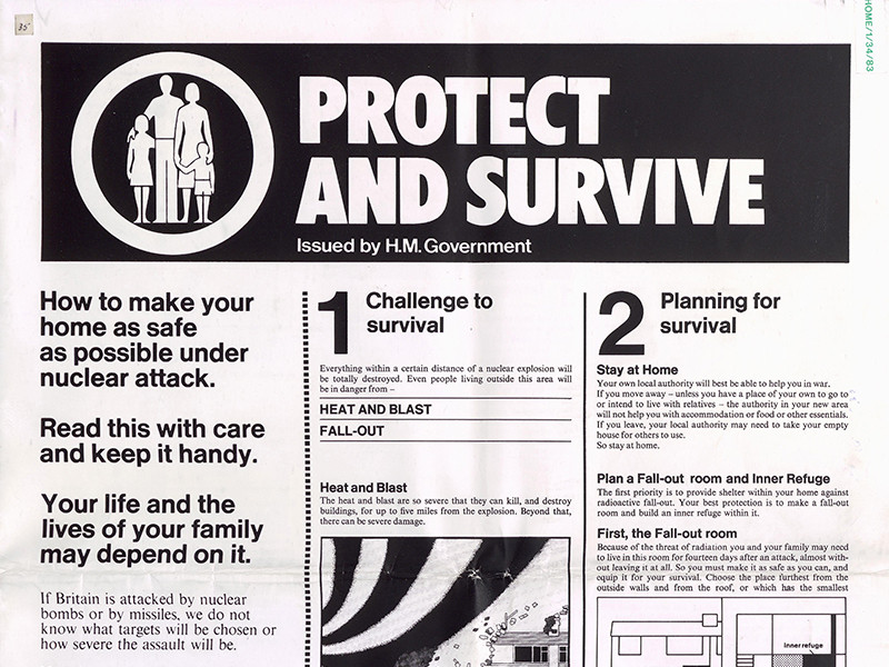 Section of the front page of a pamphlet titled Protect and Survive, describing How to make your home as safe as possible under nuclear attack.