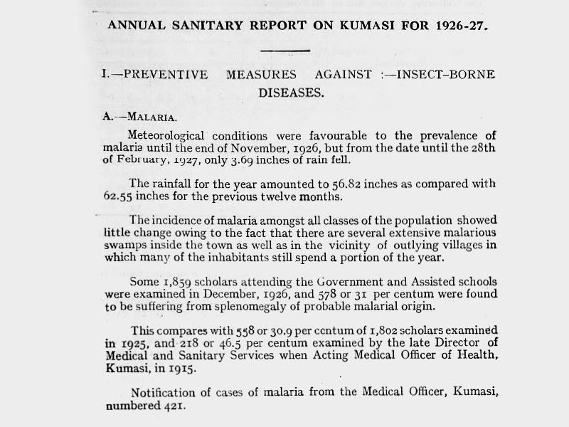 Section of the Annual Sanitary Report on Kumasi for 1926-27.