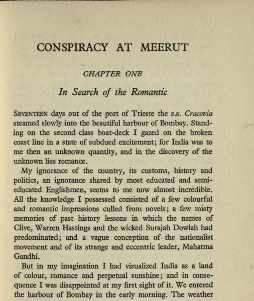 Section of a document titled Conspiracy at Meerut. Chapter One. In Search of the Romantic.