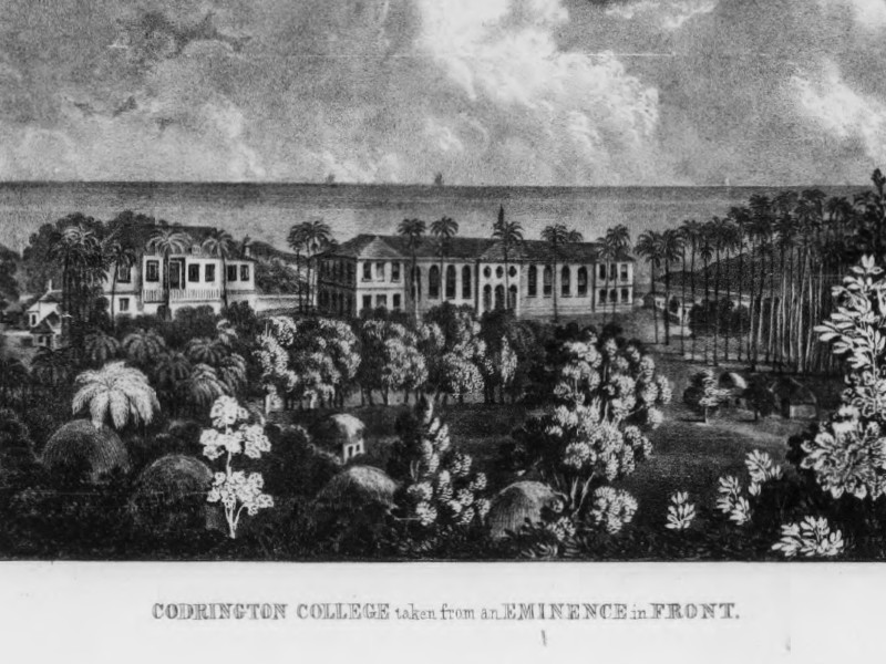 Illustration by C. Haghe of Codrington College taken from an Eminence in Front.