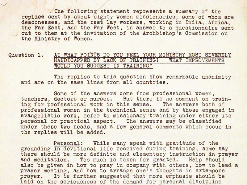 Section of a report containing responses to interview questions.