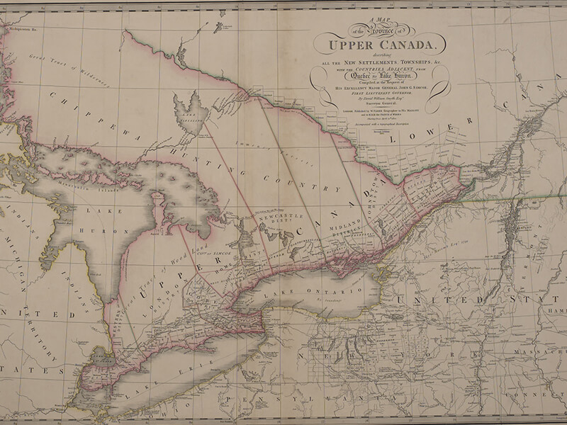 A map of the province of Upper Canada, describing all the new settlements and townships, with the countries adjacent, from Quebec to Lake Huron