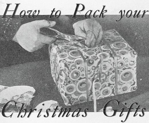 A photograph of a wrapped gift with the test How to Pack your Christmas Gifts around it. A hand is cutting a ribbon around the gift.