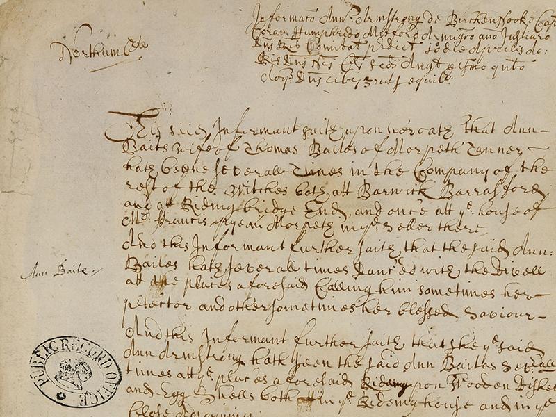 A page of handwritten text. A Public Record Office stamp features in the bottom left.