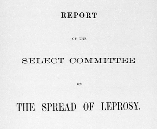 Text reading Report of the Select Committee on The Spread of Leprosy.