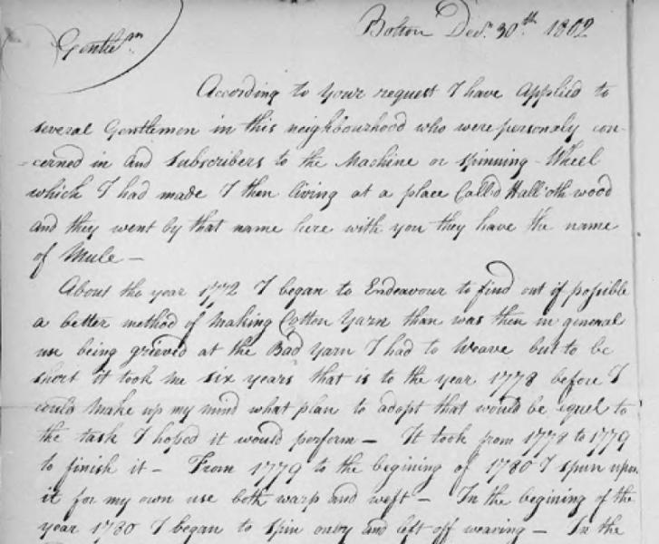 Section of a handwritten letter dated Bolton Dec. 30th 1802.