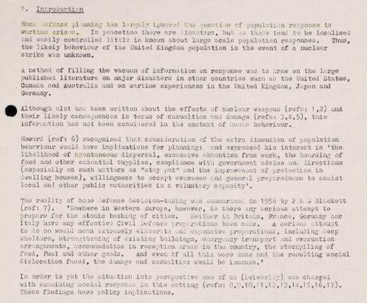 Section of a typed report.