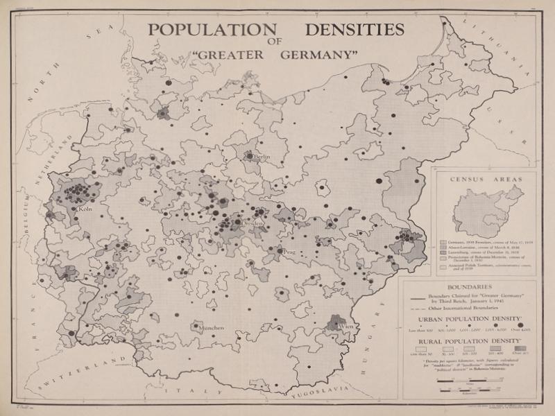 Map showing the Population Densities of Greater Germany.