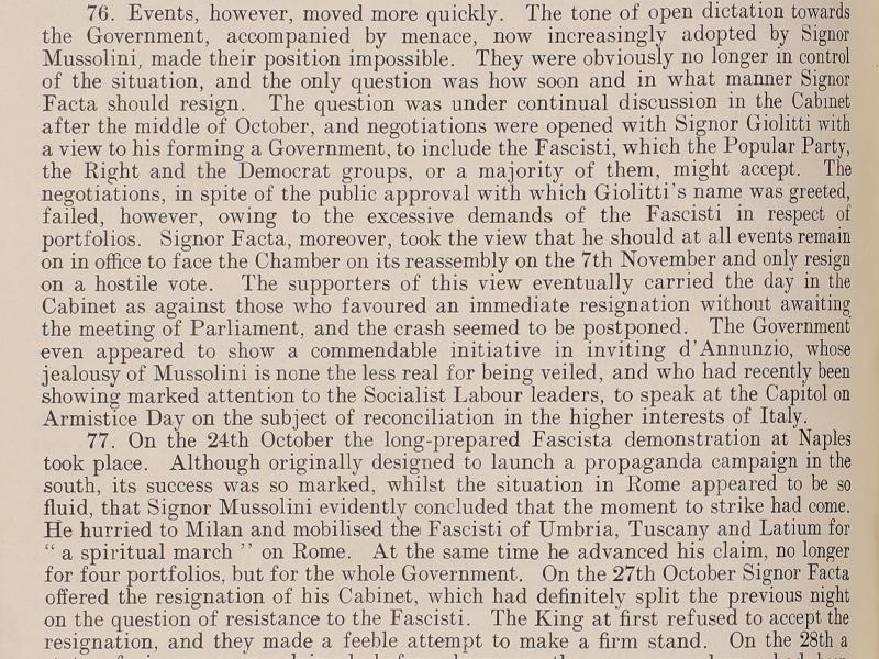 Section of a page of typed text, showing two paragraphs beginning with 76 and 77.