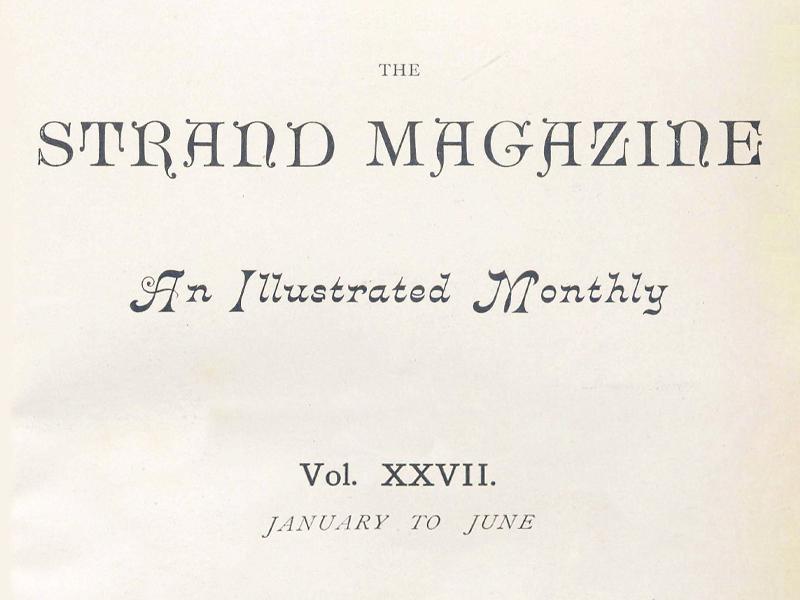 Text reading The Strand Magazine, An Illustrated Monthly, Vol. XXVII, January to June.
