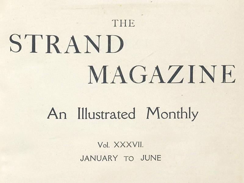 Text reading The Strand Magazine, An Illustrated Monthly, Vol. XXXVII, January to June.