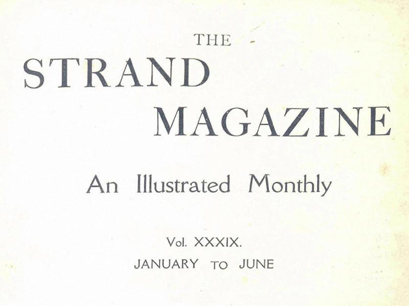 Text reading The Strand Magazine, An Illustrated Monthly, Vol. XXXIX, January to June.