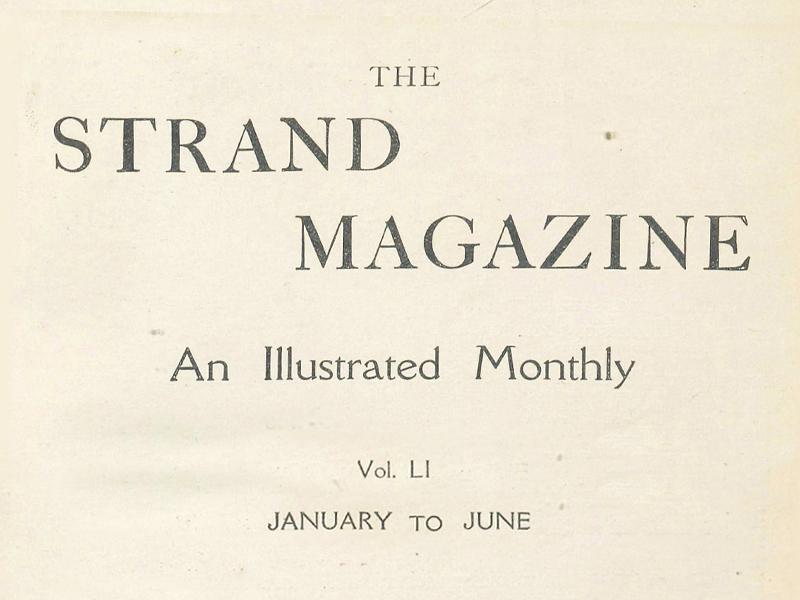 Text reading The Strand Magazine, An Illustrated Monthly, Vol. LI, January to June.