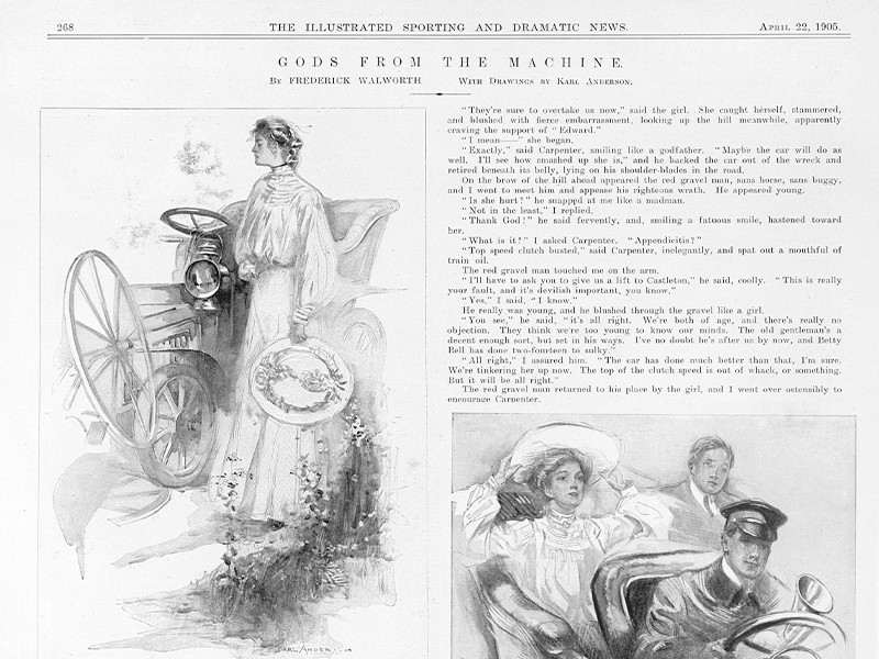 Section of an article from The Illustrated Sporting and Dramatic News titled Gods from the Machine, dated 22 April 1905.