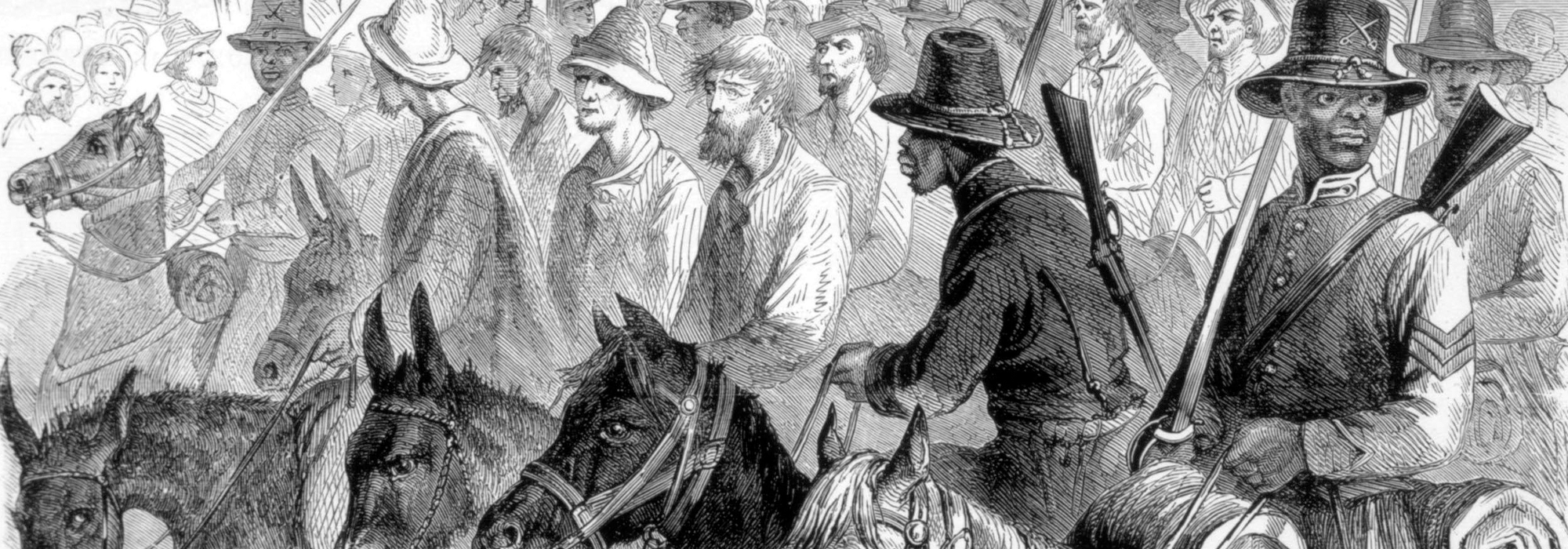The First Mississippi Cavalry bringing Confederate prisoners into Vicksburg on horseback, 1864