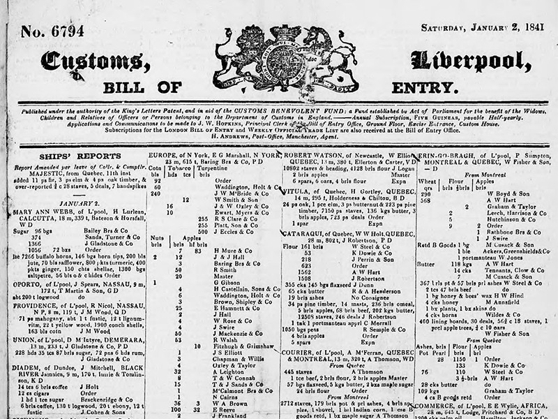 View volume: Bills of Entry, 1840–1849.