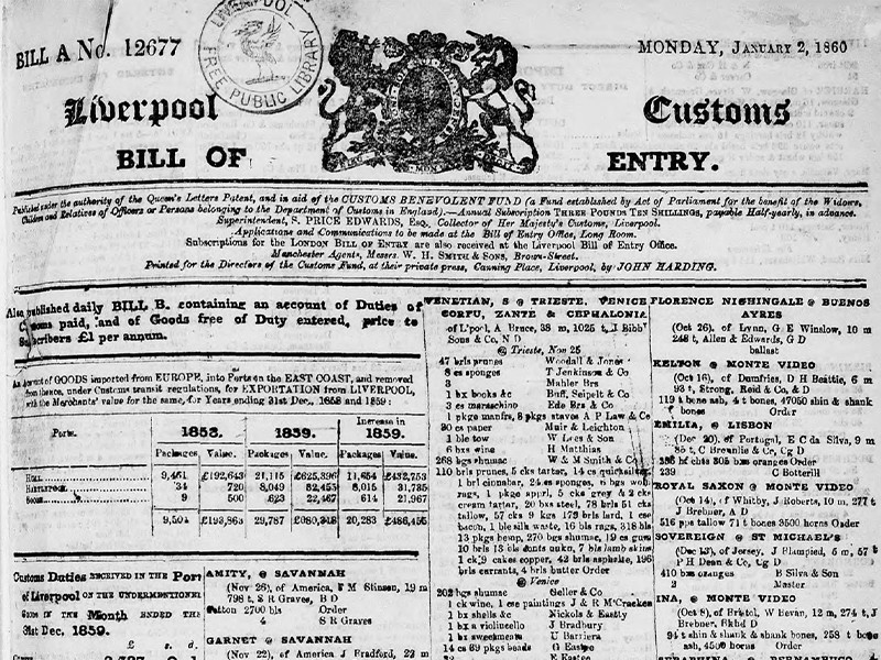 View volume: Bills of Entry, 1860–1869.