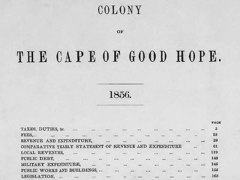 View volume: South Africa (Cape of Good Hope), 1821–1909.