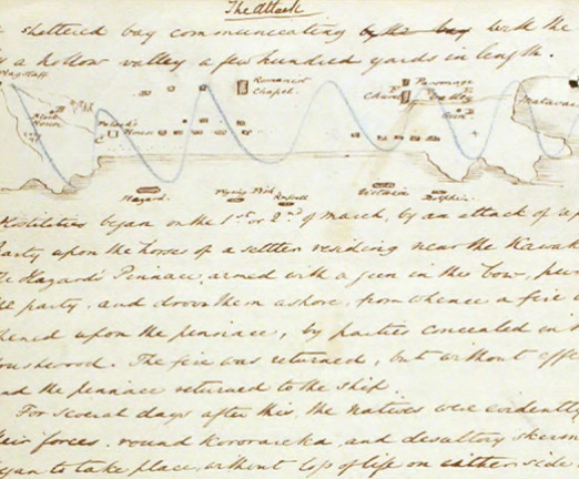 A letter on aged paper, written in March 1845, from the Bishop of New Zealand to the Secretary of the Society for the Propagation of the Gospel in Foreign Parts (SPG).