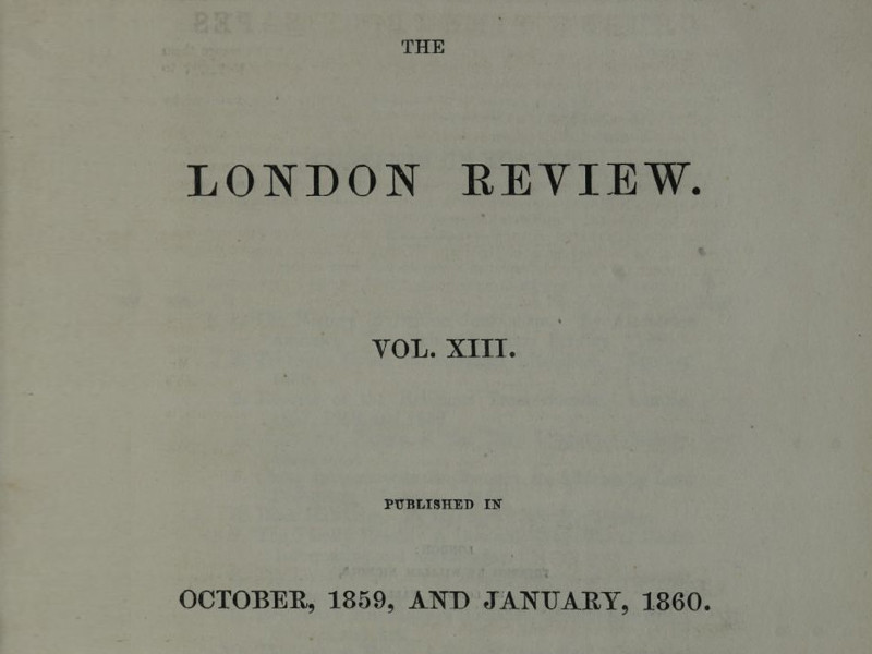 Black text reading The London Review Volume XIII, published in October, 1859, and January, 1860.