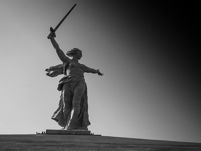 The Motherland Calls, the compositional centre of the monument-ensemble Heroes of the Battle of Stalingrad on Mamayev Kurgan in Volgograd, Russia.