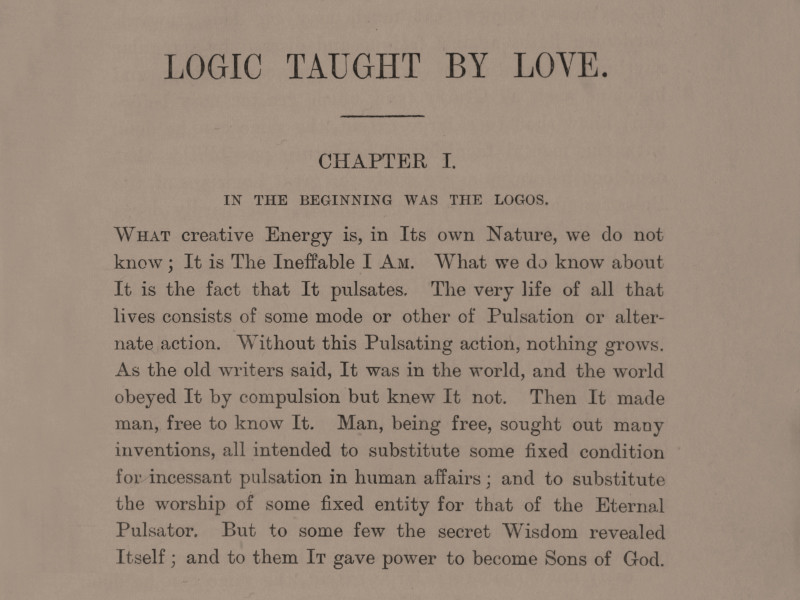 Section of a document titled Logic Taught by Love, Chapter 1: In the Beginning was the Logos.