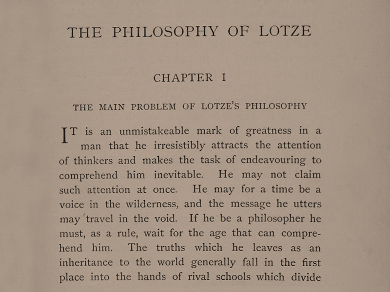 Section of a document titled The Philosophy of Lotze, Chapter 1: The Main Problem of Lotze's Philosophy.