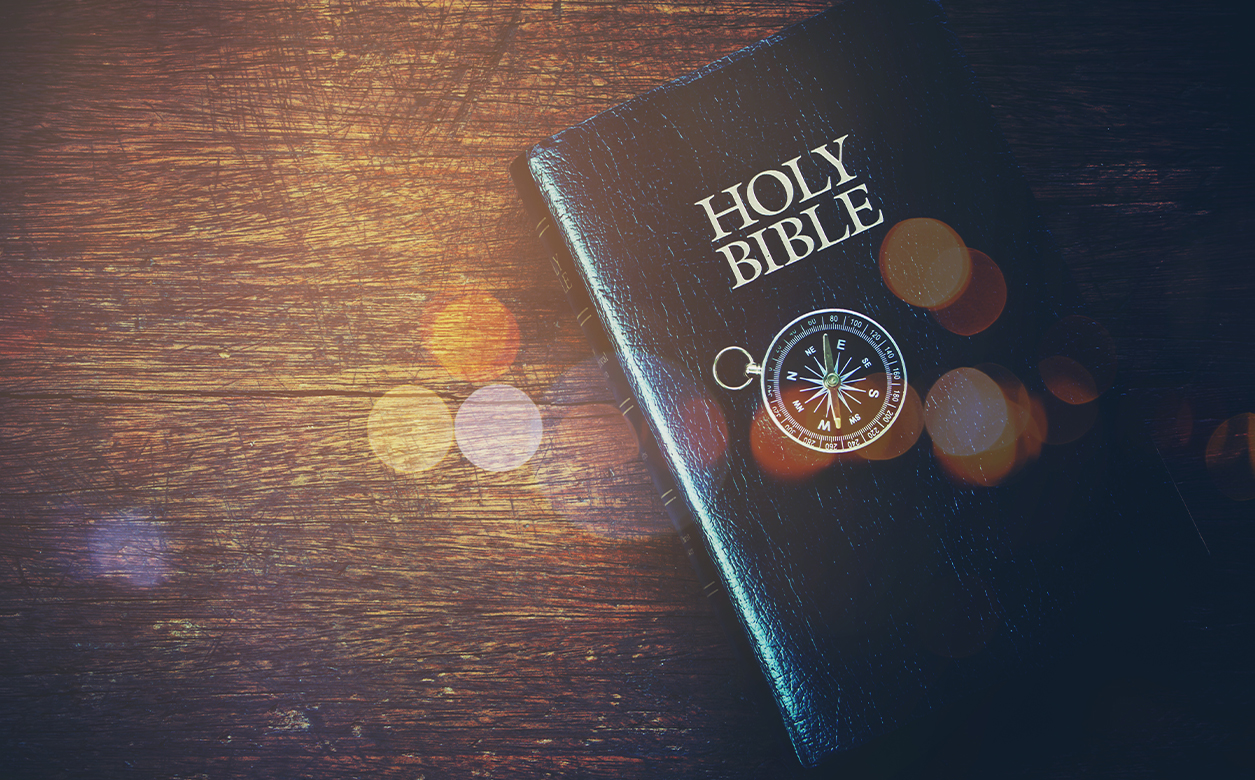 A photo of the Holy Bible on a table.