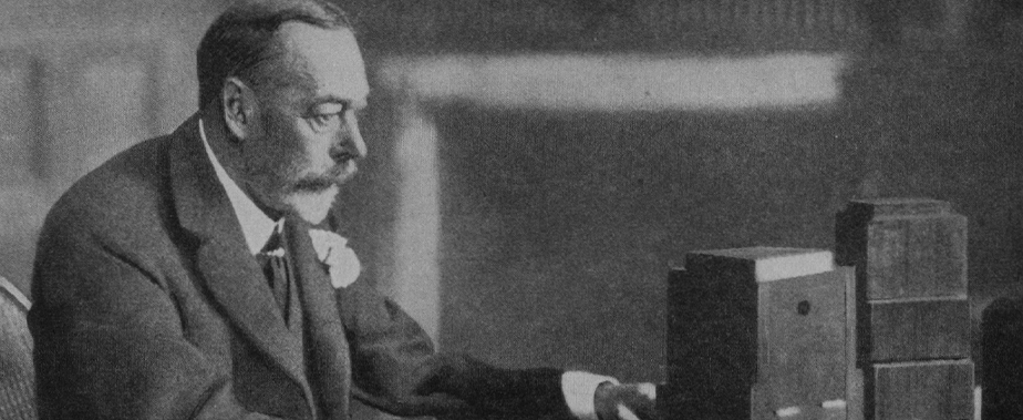 An image of King George V giving the first Christmas Day message by a British monarch in 1932 from Sandringham.