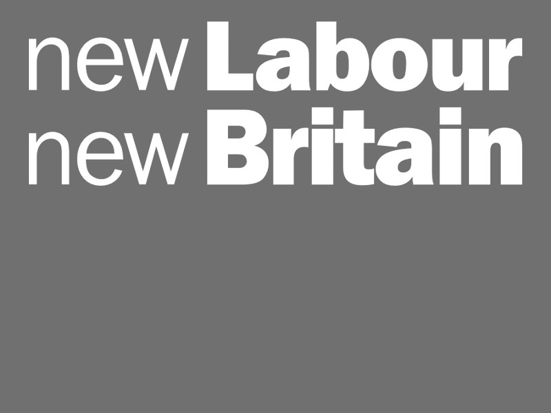 White text on grey background reading new Labour new Britain.