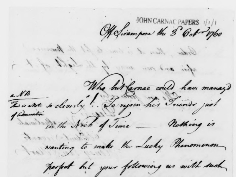 View volume: The correspondence of Brigadier-General John Carnac, 1760-1769.