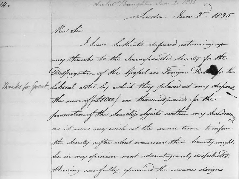 Section of a handwritten letter dated 2 June 1835.