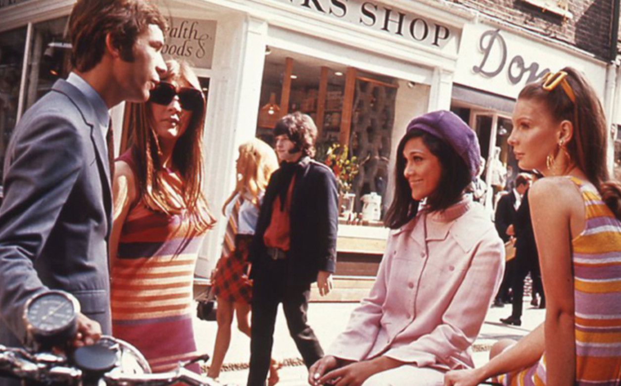 Young adults in London's Carnaby Street, 1966