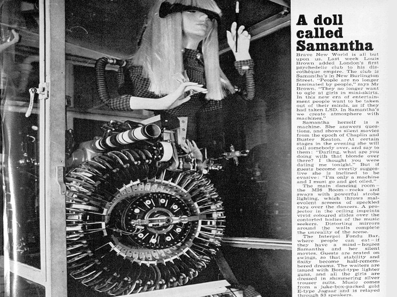 Section of an article titled A doll called Samantha, featuring a large photograph of the doll.