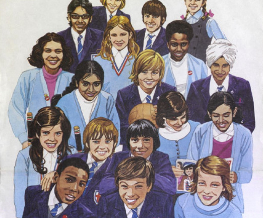 This poster, inspired by the Race Relations Act of 1968, was produced in order to encourage social and ethnic harmony in the wake of significant migration to the UK. The poster depicts 18 young people of difference appearances and skin tones, all smiling together.