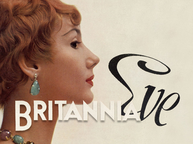 Britannia and Eve Front Cover, 1956. On the left is a woman in profile looking to the right. It reads Britannia Eve.