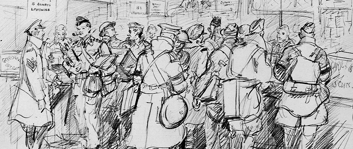 A cartoon extract of a group of people from The Illustrated War News.
