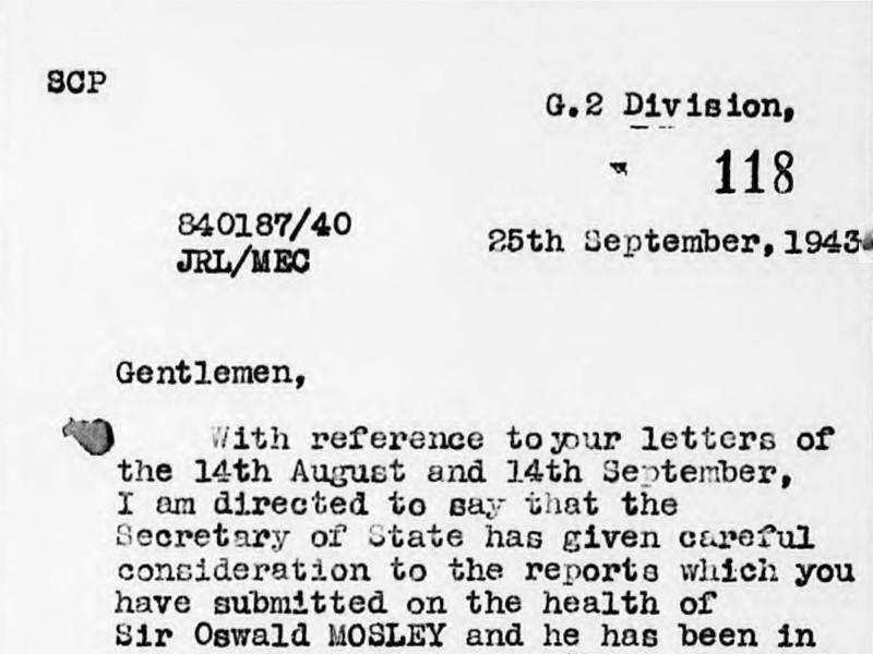 View volume: Defence Regulation 18B detainee: Sir Oswald Mosley, 1943-1945.
