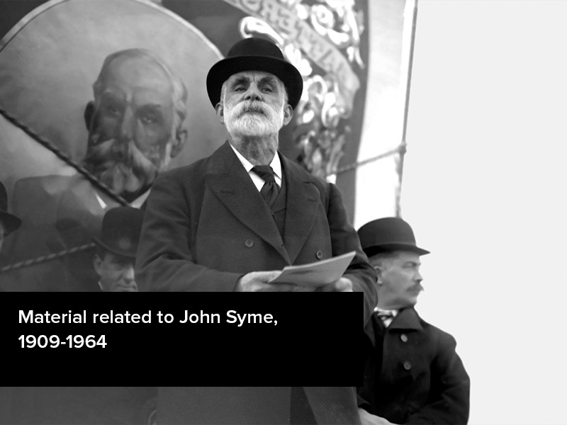 View volume: Material related to John Syme, 1909-1964.