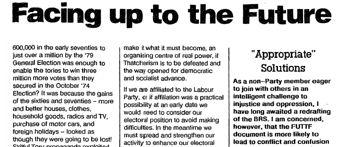 An extract of an article. White background with black text. The title reads "Facing up to the Future".