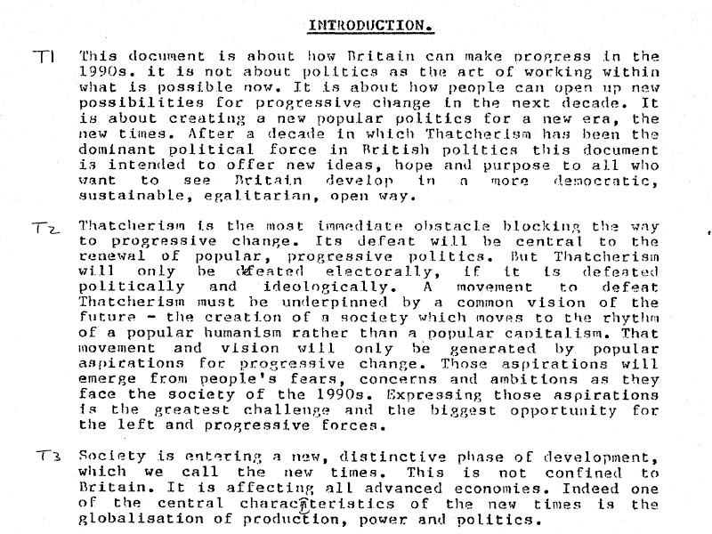 Section of the introduction to a report regarding how Britain can make progress in the 1990s.