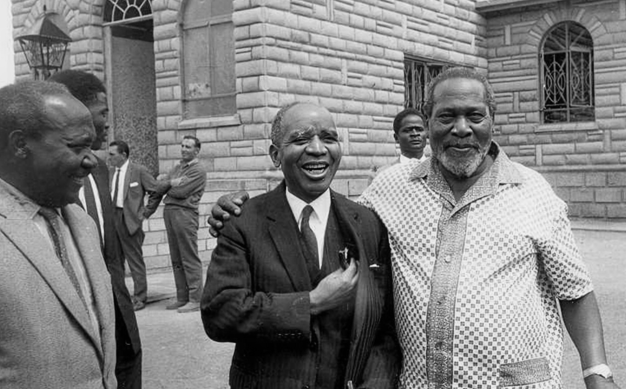 Jomo Kenyatta pictured with Malawian president Hastings Banda.