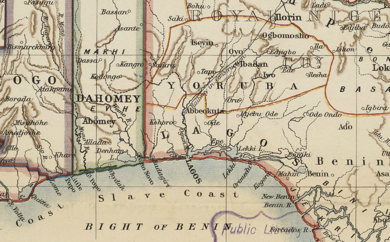 Map of Lagos and Nigeria from 1898.