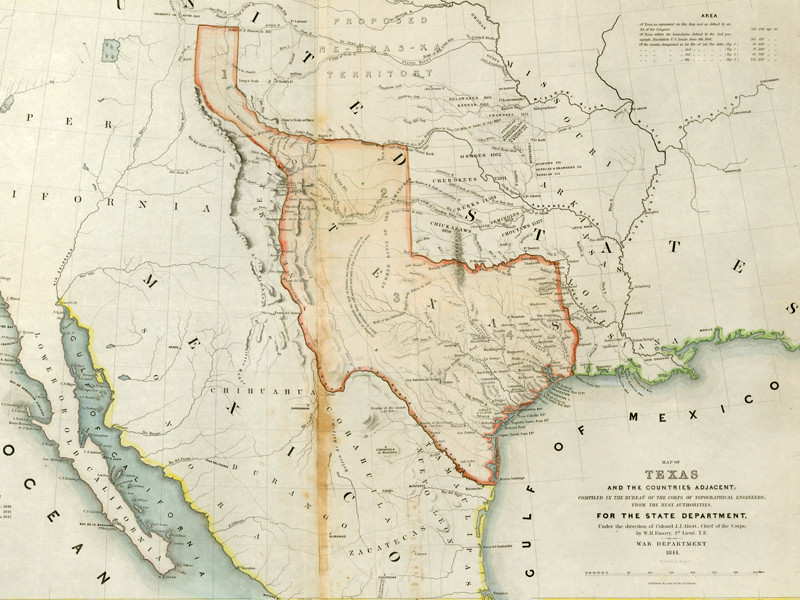 Map of the south of the USA, with a section of Texas highlighted.