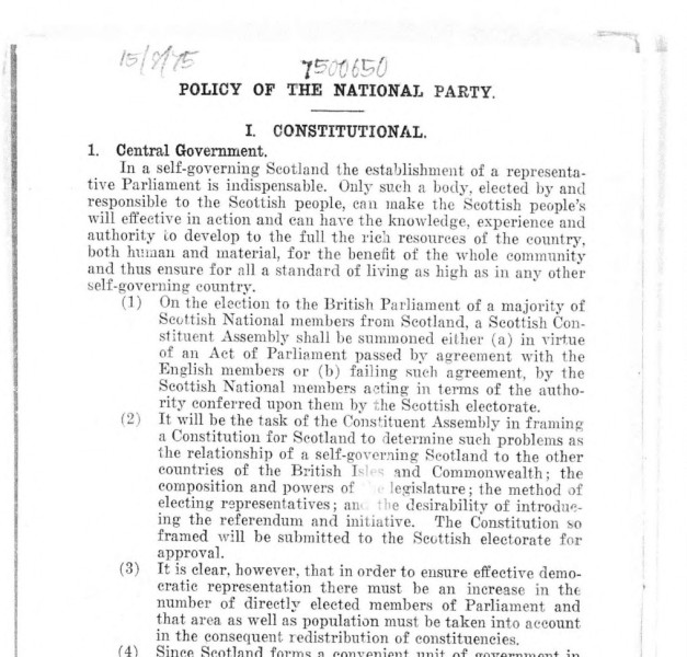 First page of the Policy of The National Party.