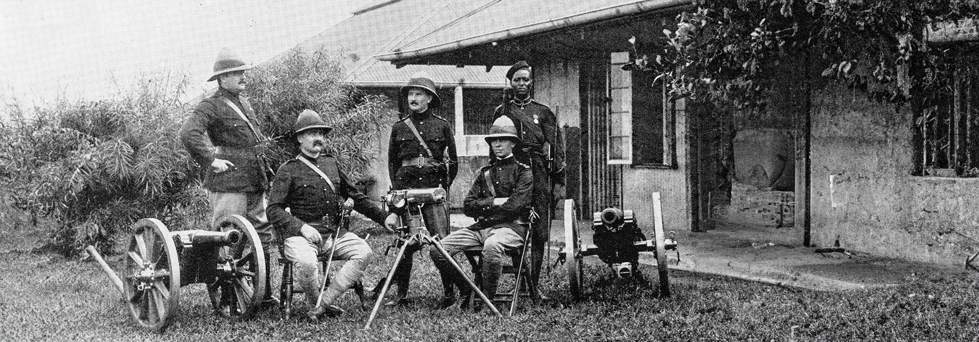 Antique image from British magazine: Officers of the Central Division Expedition, Niger Coast Protectorate Force, Old Calabar