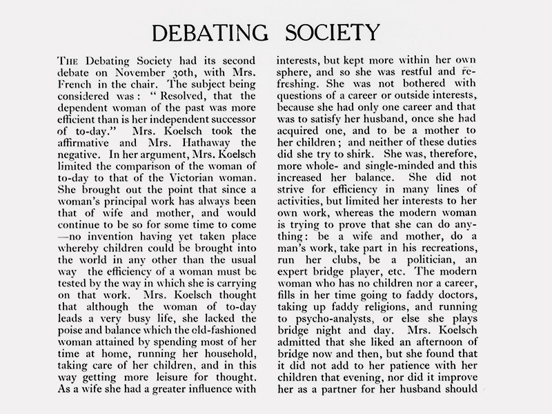 Top of an article titled Debating Society